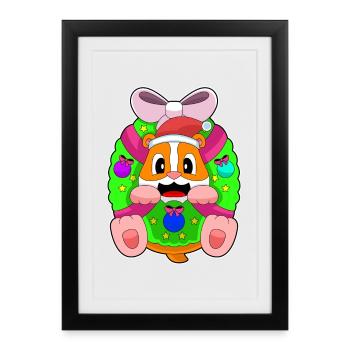 Hamster Christmas Hair Bow - Framed poster (27 × 37 cm) - black - Front