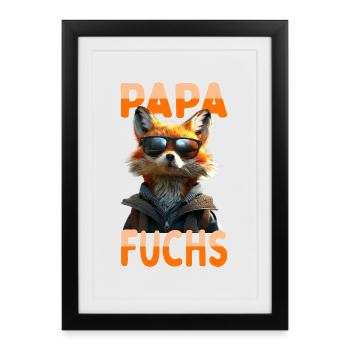 Dad Fox Daddy Dad Father Foxes Father's Day Fox - Framed poster (27 × 37 cm) - black - Front
