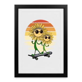 Summer Sunflower Skater Sunflower - Framed poster (27 × 37 cm) - black - Front