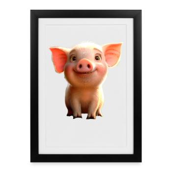 Pig Domestic Pig Pig Piglet Piggy - Framed poster (27 × 37 cm) - black - Front