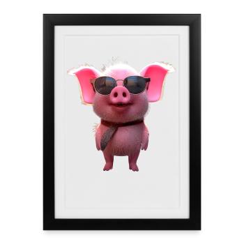 Pig Domestic Pig Pig Piglet Piggy - Framed poster (27 × 37 cm) - black - Front