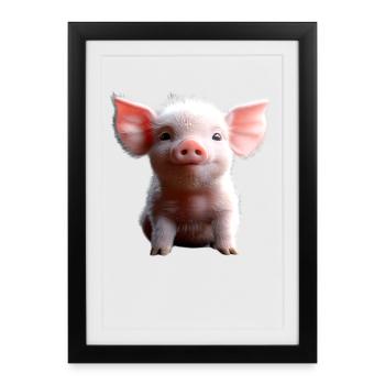 Pig Domestic Pig Pig Piglet Piggy - Framed poster (27 × 37 cm) - black - Front
