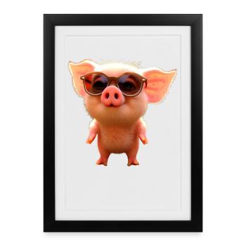 Pig Domestic Pig Pig Piglet Piggy - Framed poster (27 × 37 cm) - black - Front