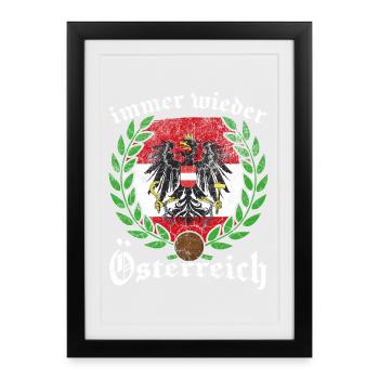 Österreich Fussball - Gerahmtes Poster (27 × 37 cm) - Schwarz - Vorne