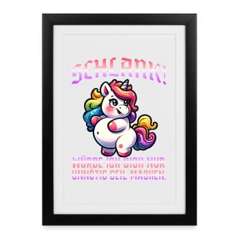 Slim & self-confident: Ironic statement - Framed poster (27 × 37 cm) - black - Front