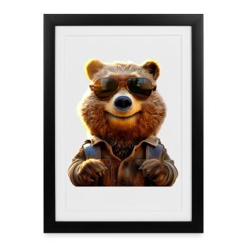 Brown Bear, Grizzly Bear, Bear Brothers, Dad, Wild Bears - Framed poster (27 × 37 cm) - black - Front