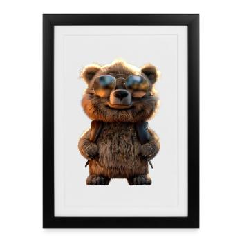 Brown Bear, Grizzly Bear, Bear Brothers, Dad, Wild Bears - Framed poster (27 × 37 cm) - black - Front