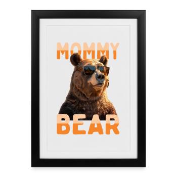 Maman Ours Maman Ours Fête des Mères Grizzly - Affiche encadrée (27 × 37 cm) - noir - Devant
