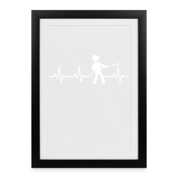 Firefighter Heartbeat - Framed poster (27 × 37 cm) - black - Front
