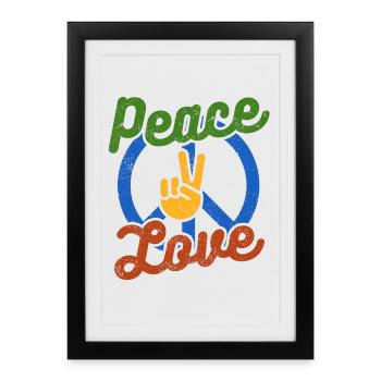 Paix Amour - Affiche encadrée (27 × 37 cm) - noir - Devant