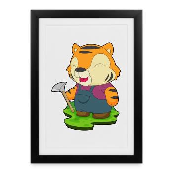 Mineur de tigre Exploitation minière à la pioche - Affiche encadrée (27 × 37 cm) - noir - Devant