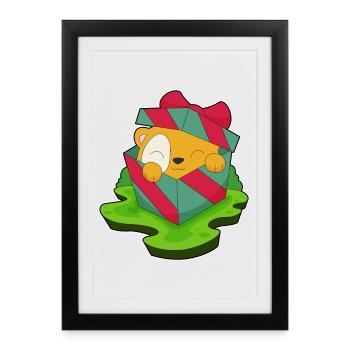 Hamster Christmas Package - Framed poster (27 × 37 cm) - black - Front