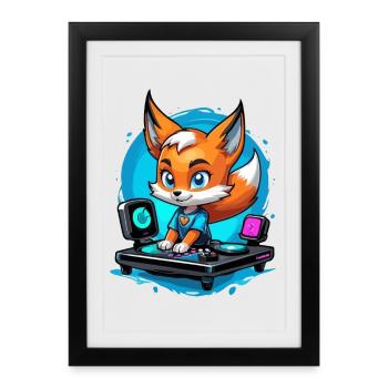 Musicien Fuchs DJ - Affiche encadrée (27 × 37 cm) - noir - Devant