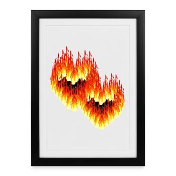 Coeurs Coeur Saint Valentin Saint Valentin Amour - Affiche encadrée (27 × 37 cm) - noir - Devant