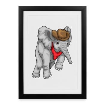 Chapeau de Cowboy éléphant Cowboy - Affiche encadrée (27 × 37 cm) - noir - Devant