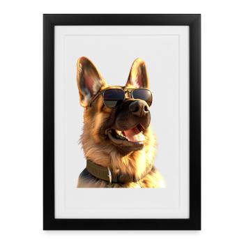 Chien de berger allemand Amour Chien de berger allemand Chiens - Affiche encadrée (27 × 37 cm) - noir - Devant