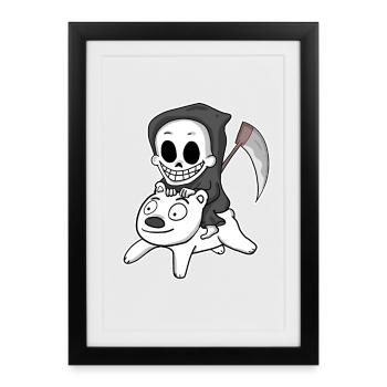 Motif d’ours polaire de la Faucheuse - Affiche encadrée (27 × 37 cm) - noir - Devant