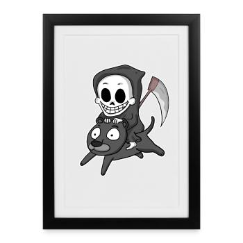 Grim Reaper Motif Wildcat - Framed poster (27 × 37 cm) - black - Front