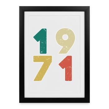 1971 - Né en 1971 - Construit en 1971 - Affiche encadrée (27 × 37 cm) - noir - Devant