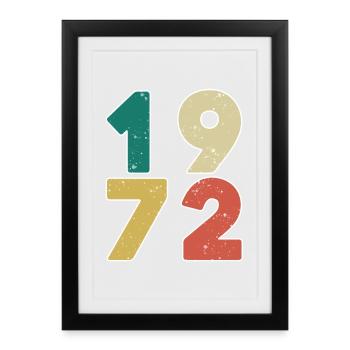 1972 - Né en 1972 - Construit en 1972 - Affiche encadrée (27 × 37 cm) - noir - Devant