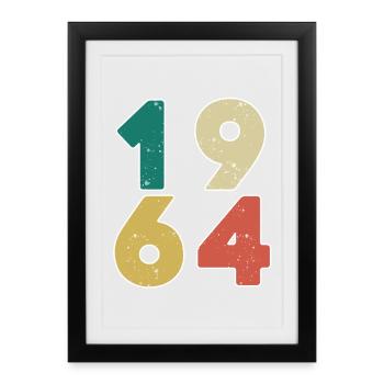 1964 - Jahrgang 1964 - Baujahr 1964 - Gerahmtes Poster (27 × 37 cm) - Schwarz - Vorne