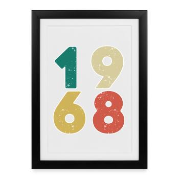 1968 - Jahrgang 1968 - Baujahr 1968 - Gerahmtes Poster (27 × 37 cm) - Schwarz - Vorne