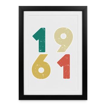 1961 - Né en 1961 - Construit en 1961 - Affiche encadrée (27 × 37 cm) - noir - Devant