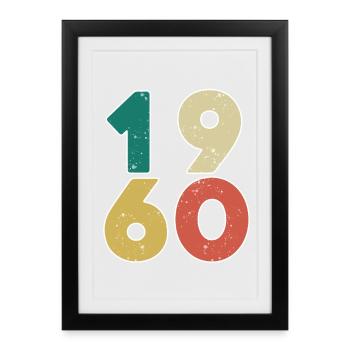 1960 - Jahrgang 1960 - Baujahr 1960 - Gerahmtes Poster (27 × 37 cm) - Schwarz - Vorne