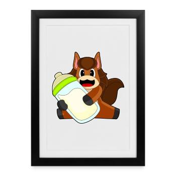 Lait de biberon pour bébé de cheval - Affiche encadrée (27 × 37 cm) - noir - Devant