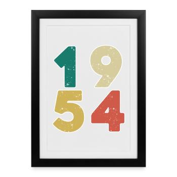1954 - Né en 1954 - Construit en 1954 - Affiche encadrée (27 × 37 cm) - noir - Devant