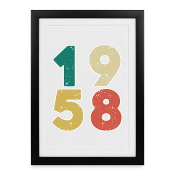 1958 - Né en 1958 - Construit en 1958 - Affiche encadrée (27 × 37 cm) - noir - Devant