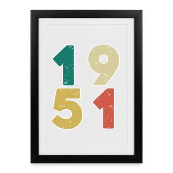 1951 - Jahrgang 1951 - Baujahr 1951 - Gerahmtes Poster (27 × 37 cm) - Schwarz - Vorne