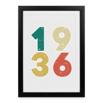 1936 - Né en 1936 - Construit en 1936 - Affiche encadrée (27 × 37 cm) - noir - Devant
