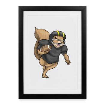 Sports de football américain Squirrel - Affiche encadrée (27 × 37 cm) - noir - Devant