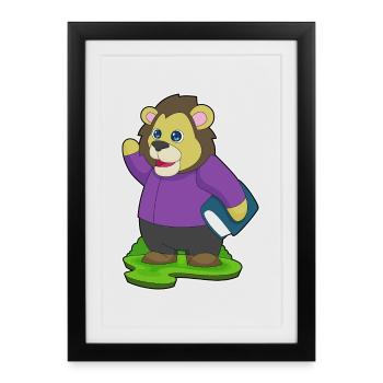 Livre Lion - Affiche encadrée (27 × 37 cm) - noir - Devant