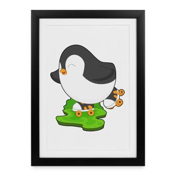 Patins à roulettes Penguin - Affiche encadrée (27 × 37 cm) - noir - Devant