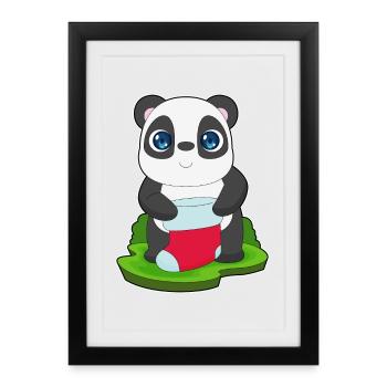 Panda Christmas Christmas Sock - Framed poster (27 × 37 cm) - black - Front