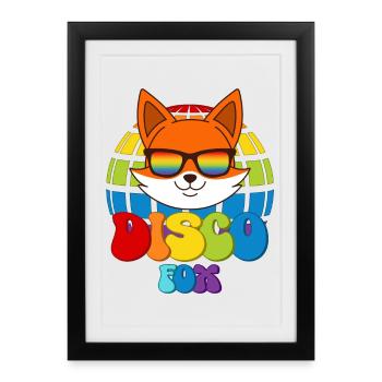 Disco Fox Lunettes de soleil Disco Ball Fox - Affiche encadrée (27 × 37 cm) - noir - Devant