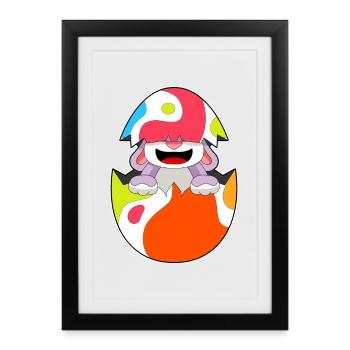 Hase Ostern Osterei - Gerahmtes Poster (27 × 37 cm) - Schwarz - Vorne