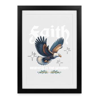 Illustration d’aigle inspirant de foi - Affiche encadrée (27 × 37 cm) - noir - Devant