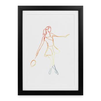 Croquis du joueur de badminton - Affiche encadrée (27 × 37 cm) - noir - Devant