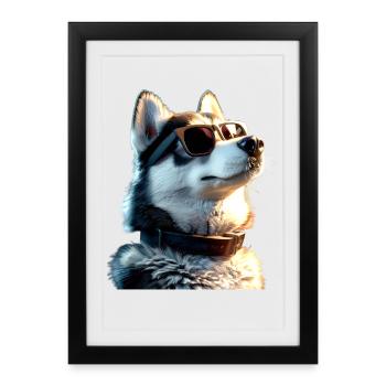 Husky Dogs Lover Amour des chiens Huskies de Sibérie - Affiche encadrée (27 × 37 cm) - noir - Devant