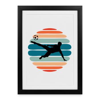 Gardien Soccer Silhouette Retro - Affiche encadrée (27 × 37 cm) - noir - Devant