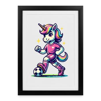 Fans de licornes de football Licornes de football Licorne - Affiche encadrée (27 × 37 cm) - noir - Devant