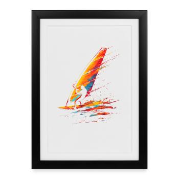Windsurfing 90s Look - Framed poster (27 × 37 cm) - black - Front