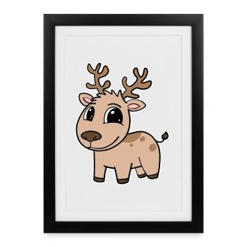 Reh Niedlich Kinder Kleinkind - Gerahmtes Poster (27 × 37 cm) - Schwarz - Vorne