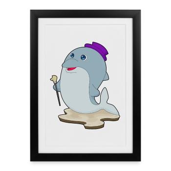 Dolphin Pensioner Walking Stick - Framed poster (27 × 37 cm) - black - Front