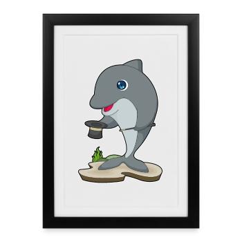 Dolphin Wizard Top Hat - Framed poster (27 × 37 cm) - black - Front
