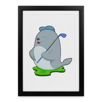 Seal Golf Golf Clubs - Affiche encadrée (27 × 37 cm) - noir - Devant