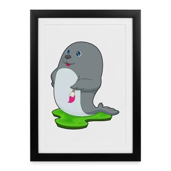 Peinture au pinceau Seal Painter - Affiche encadrée (27 × 37 cm) - noir - Devant